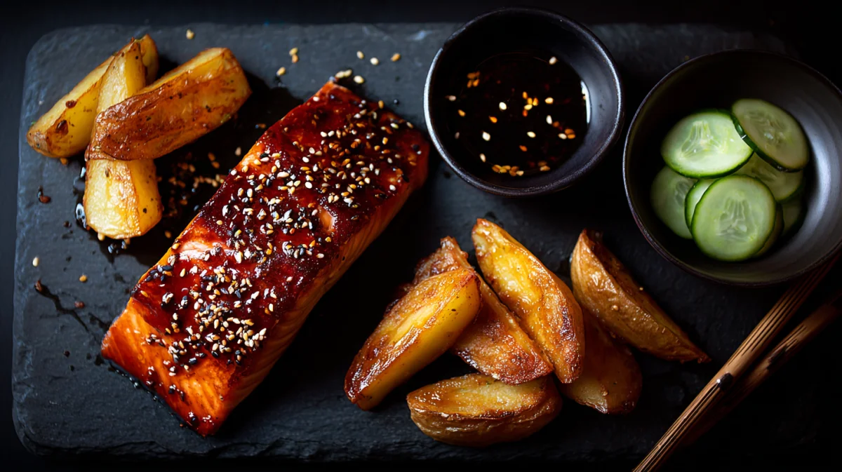 Air Fryer Sesame-Soy Salmon with Crispy Potatoes