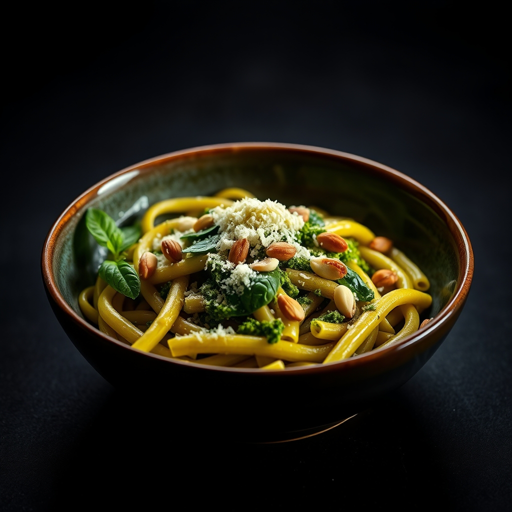 Pasta with Pesto and Toasted Nuts